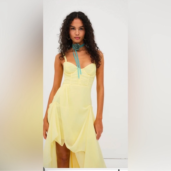 For Love & Lemon • June Maxi Dress (yellow) • MSRP $340 • small • NWT - Picture 3 of 9